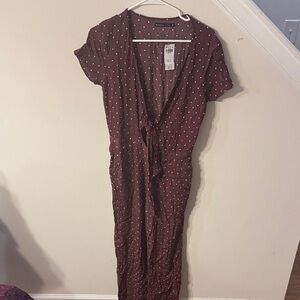 Abercrombie & Fitch Maroon jumpsuit with White Dots
